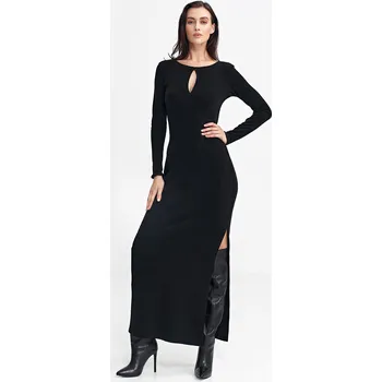 Dámské šaty Maxi šaty s trhlinou ve výstřihu S261 Barva: Černá, Velikost: XL