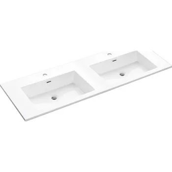 Umyvadlo Dvojumyvadlo Differnz Industrial litý mramor bílá 140 x 46 36.011.89