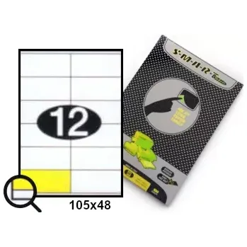 Speciální papír Samolepicí etikety, štítky 105x48, papír A4, 100 listů (Samolepící papír do tiskárny A4 - velikost etiket 105x48 - balení 100 archů - SMART)