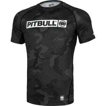 PitBull West Coast - pánský rashguard NET CAMO HILLTOP 2 all black camo 2XL