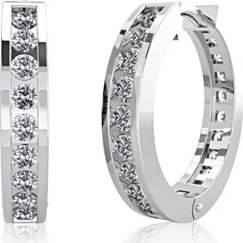 Náušnice Couple, Třpytivé náušnice Glynis, bílé zlato a zirkony, Kruhy kloubové, 585-66-3-0268.1B00.0.00.001.61