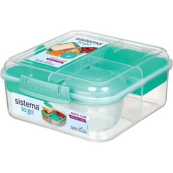 Svačinový box Sistema Box svačinový 1,25l BENTO CUBE To Go, transparentní/mátová