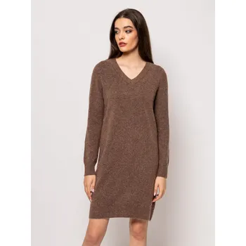 Dámské šaty Heavy Tools dámské pletené šaty Hekita s výstřihem do V hnědé Velikost: S