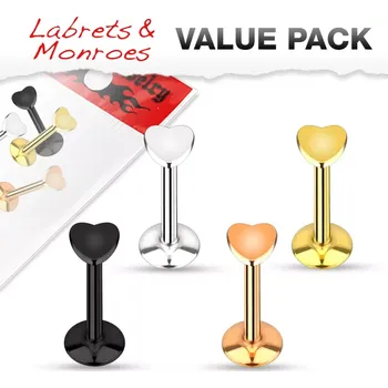 Piercing Piercing labret chirurgická ocel srdíčka