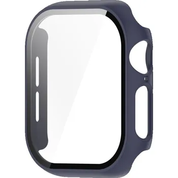 Příslušenství k chytrým hodinkám VSECHNONAMOBIL 87141 PC FULL COVER Plastový kryt se sklem pro Apple Watch 10 / 11 46mm tmavomodrý