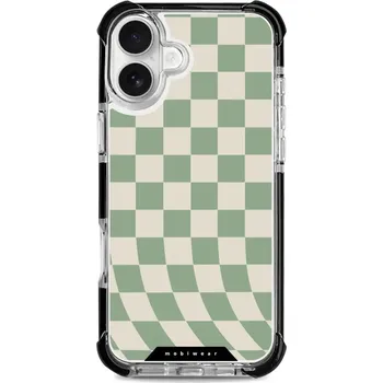 Pouzdro na mobilní telefon Odolný obal Mobiwear MagSafe Elite Bumper - Apple iPhone 16 Plus - DA58D Zelená a béžová šachovnice (Odolný kryt, pouzdro, obal Mobiwear Elite Bumper na mobil Apple iPhone 16 Plus - DA58D Zelená a béžová šachovnice, materiál Plast + TPU silikon + kov -)