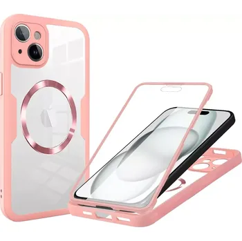 Pouzdro na mobilní telefon Pouzdro iPhone 15 Plus Techsuit - ColorVerse 360 MagSafe Series + ochrana obrazovky, růžové
