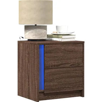 Noční stolek vidaXL Noční stolek s LED osvětlením kompozitní dřevo [852049] Barva: hnědý dub