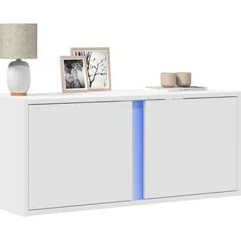 Televizní stolek vidaXL Nástěnná TV skříňka s LED osvětlením 80 x 31 x 35 cm [852257] Barva: Bílá