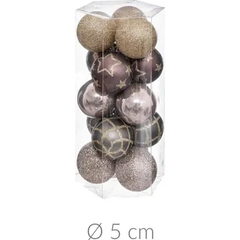 Atmosphera Sada vánočních ozdob z umělé hmoty, 5 cm, 15 kusů, vícebarevné