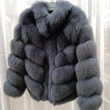 Dámská parka Luxusní dvoubarevný kožich pravá liška Velikost: L, Barva (Varianta): 15