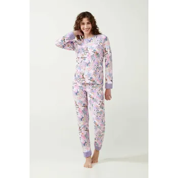 Dámské pyžamo Vamp - Potištěné pyžamo s velurovými manžetami 21302 - Vamp lavender sweet xxl