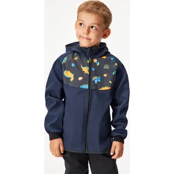 Oblečení a móda Dětská softshellová bunda s fleecem Basic, Tm. Modročerná, Dinosauři Velikost: 122/128
