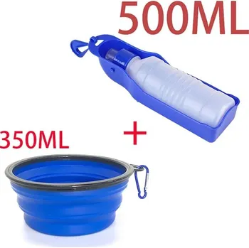 Miska pro psa Cestovní láhev na vodu pro psy | Skládací přenosná miska pro domácí mazlíčky - modrá 500ml miska350ml