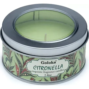 Svíčka Goloka svíčka v plechové krabičce - Citronela (Zabalená v dárkové krabičce)