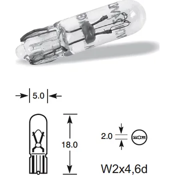 Autožárovka Osram 12V 2,3W celosklo W2x4,6d