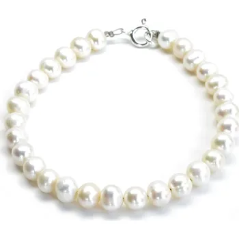 Náramek Stříbrný náramek říční perly bílé Penelopa 6 mm AA - 18 cm
