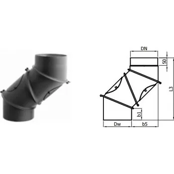 Kouřovod Karl Koleno regulované 4 segmentové s čistícími otvory, průměr 180mm (síla 2mm) - černá