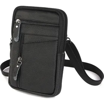 Ledvinka Kožená pánská ledvinka přes rameno Černá