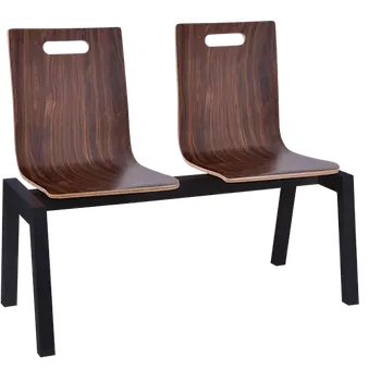 MEGAN 2, dřevěná lavice do čekárny, 2-sedák, ořech, kostra černá