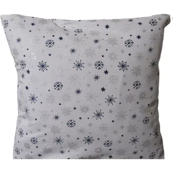 Povlak na dekorativní polštářek Povlak "modré a stříbrné vločky na bílé" na polštář 40x40 cm