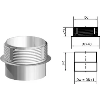 Kouřovod Karl napojení do keramického komína po kouři, průměr 200mm (síla 1mm) - nerez