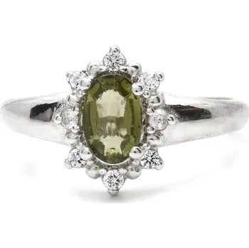 Prsten Stříbrný prsten s vltavínem Princess - 52