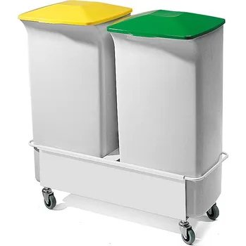 Odpadkový koš Set: 2x odpadkový koš OLIVER, 40 l + vozík
