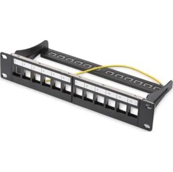 Patch panel DIGITUS Modulární propojovací panel, stíněný, 12 portů, 1U, 254 mm (10 "), montáž do stojanu, černá RAL 9005 DN-91420