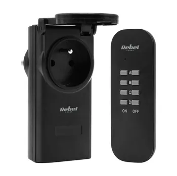 Elektrická zásuvka Bezdrátová zásuvka REBEL URZ1227-3 1+1, IP44 venkovní, černá