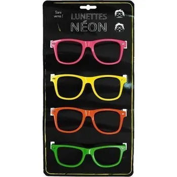 Karnevalový doplněk Brýle, neonové barvy, fluorescenční v UV světle, plastové, 4 ks