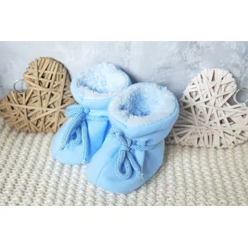 Capáčky AMÁLKA Zateplené bačkůrky s chlupatkou, modré Velikost: 56-68