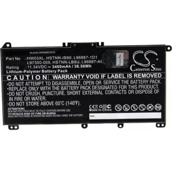Baterie k notebooku VHBW Baterie pro HP Pavilion 15-EG / 15-EH / 17-CN / 17-CP, HW03XL, 3400 mAh