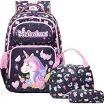 Meiso Dívčí školní batoh set 3v1 Jednorožec s kytky 18L Meisohua 97k-cube