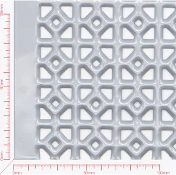 Plech Děrovaný plech; děrování ozdobné prohloubené; otvor 28mm;rozteč 56mm, typ SECESE