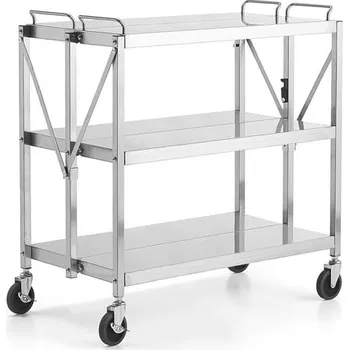 Nerezový policový vozík METRO, skládací, 3 police, 880x500x960 mm