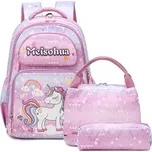 Meiso Dívčí školní batoh set 3v1 Jednorožec s duhou 18L Meisohua 97k-cube