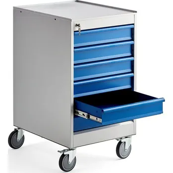 Dílenský zásuvkový kontejner SOLID, s kolečky, 6 zásuvek