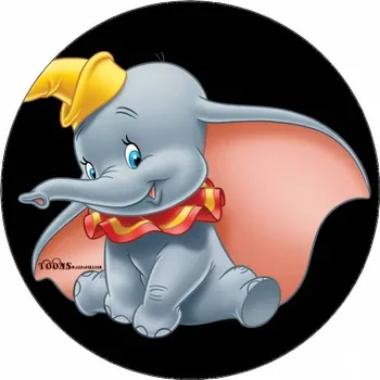 Jedlá dekorace na dort Jedlý papír Dumbo sedící na zemi 19,5 cm