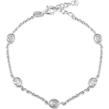 Náramek Stříbrný náramek s oválnými zirkony - Meucci SB233
