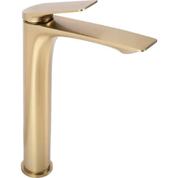 Vodovodní baterie Rea Avalon, vysoká umyvadlová baterie h-305, zlatá matná, REA-B2705