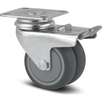 Pojezdové kolečko Agila Twin TENTE Přístrojová kolečka 75mm, s brzdou, plotýnka, 2977PJP075P50