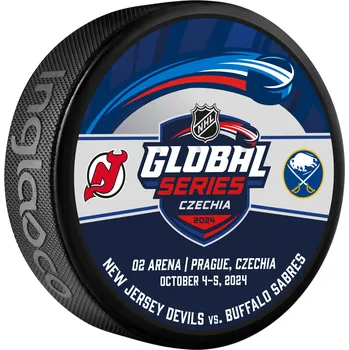 Puk Inglasco / Sherwood Puk Global Series 2024 Czechia Buffalo Sabres NHL vs New Jersey Devils NHL Dueling Logo