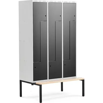 Šatní skříň Šatní skříňka CLASSIC Z, s lavicí, 3 sekce, 6 dveří, 2120x1200x550 mm, černé dveře