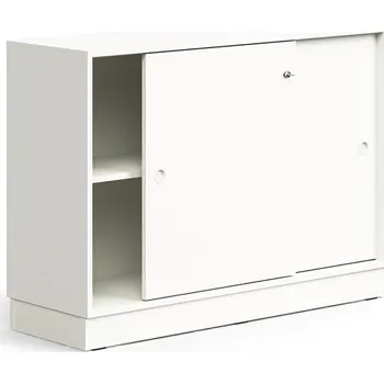 Policová skříň Skříň s posuvnými dveřmi QBUS, 1 police, sokl, úchytky, 868x1200x400 mm, bílá