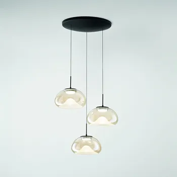 Fabas 3755-47-365 Brena, závěsné svítidlo z jantarového skla, 3x10W LED 2700/3000/4000K krokové stmívání, prům. 35cm