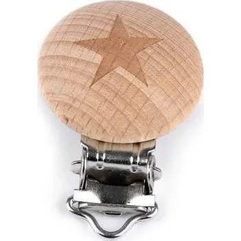 Dětský klip, dřevěný, 30mm, hvězda