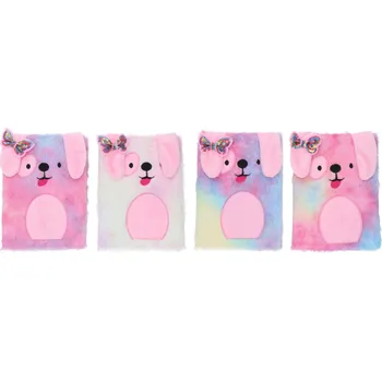 Zápisník Wiky Plyšový deníček se zámkem 80 listů A5 linkovaný pes mix barev