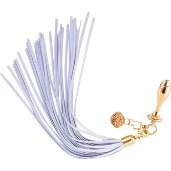 Anální kolík Sevanda Detachable Pony-Tail Plug Kit with Rose-shape Plug Gold-White