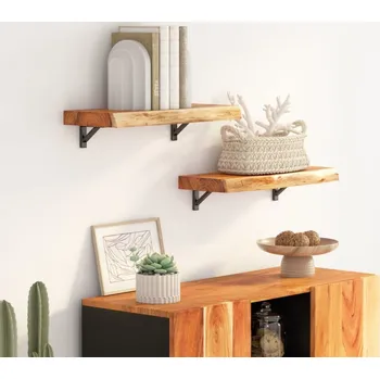 police vidaXL Nástěnná police 40x20x2,5 cm obdélník masivní akácie živá hrana [370222] Barva: Přírodní